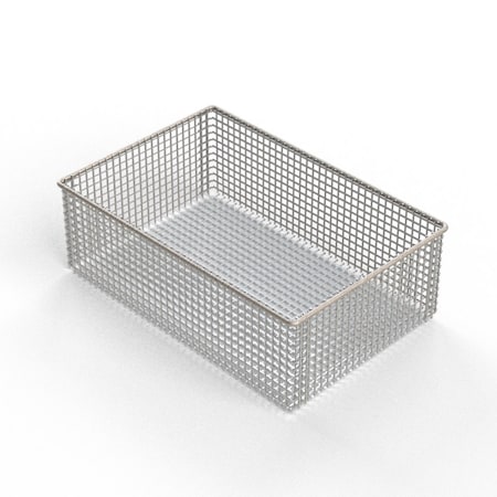 Anysizebasket Light Duty Basket: 12Lx8Wx4H, 304 SS, No Handles, Mesh: 2 x .063 FLB-120080040-N02S